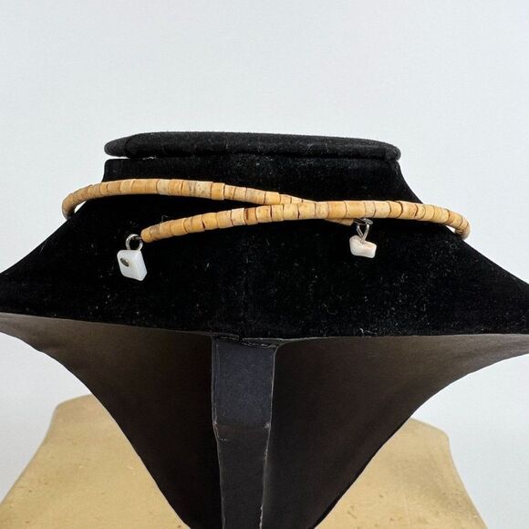 Vintage Y2K Beaded Crystal Stone Choker Necklace - Beachy Granola Girl Jewelry - Picture 3 of 5